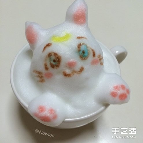 咖啡拉花：將游戲里可愛的貓咪放進咖啡杯中 -  rpnrmr.com