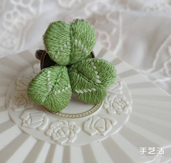可愛小清新刺繡三葉草戒指DIY 戴著美呆啦~ -  rpnrmr.com