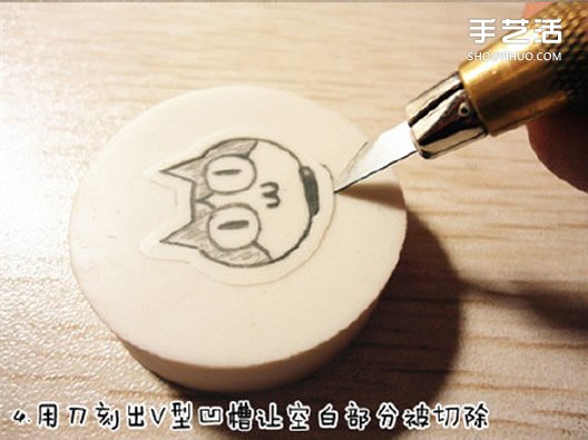 貓咪圖案橡皮圖章的制作方法圖解 簡單易學哦~ -  rpnrmr.com