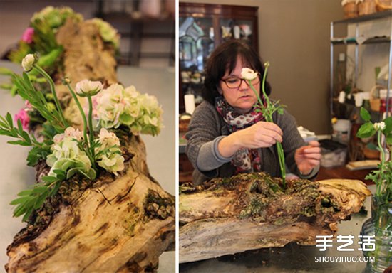 枯木廢物利用DIY花盆 制作森林系插花裝飾 -  rpnrmr.com