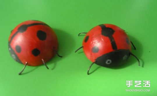 簡(jiǎn)單幼兒小手工：乒乓球制作七星瓢蟲的方法 -  rpnrmr.com