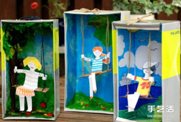 幼兒小手工藝品制作：鞋盒里蕩秋千的小人 -  rpnrmr.com