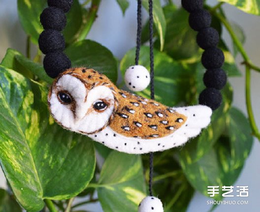 羊毛氈貓頭鷹小飾品作品圖片 項(xiàng)鏈?zhǔn)宙湌旒?-  rpnrmr.com