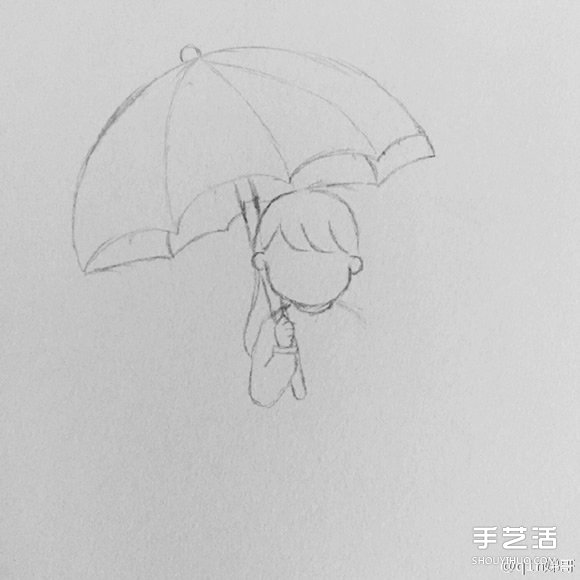 雨中打傘的小女孩簡筆畫畫法圖片教程 -  rpnrmr.com