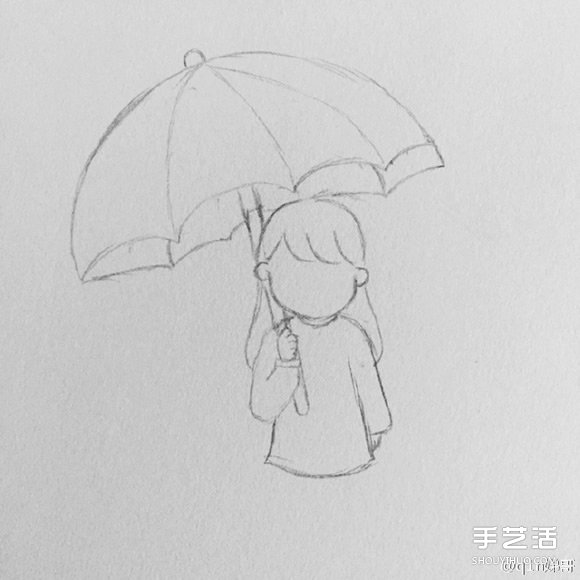 雨中打傘的小女孩簡筆畫畫法圖片教程 -  rpnrmr.com