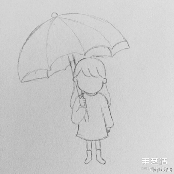 雨中打傘的小女孩簡筆畫畫法圖片教程 -  rpnrmr.com