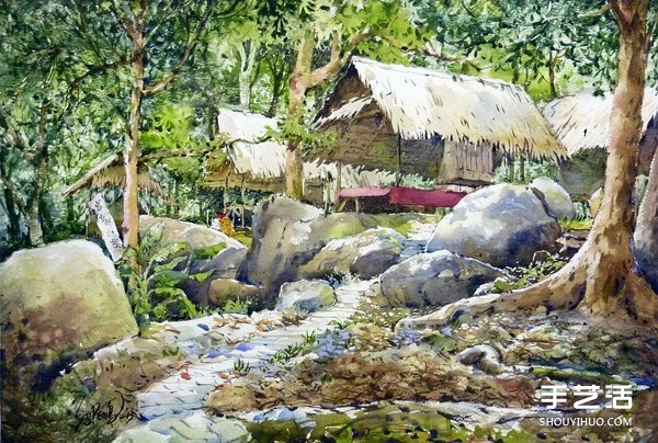 馬來西亞畫家郭紹鵬的風(fēng)景水彩畫作品圖片 -  rpnrmr.com