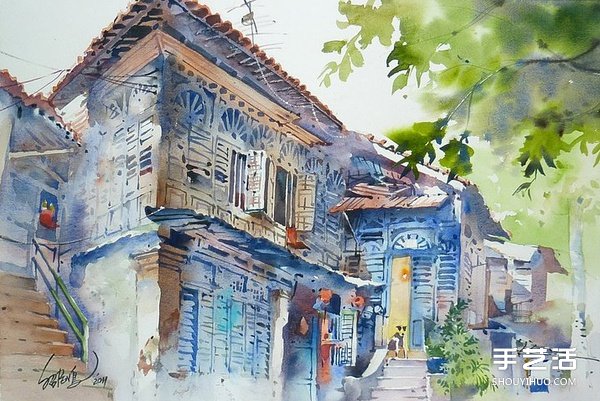 馬來西亞畫家郭紹鵬的風(fēng)景水彩畫作品圖片 -  rpnrmr.com