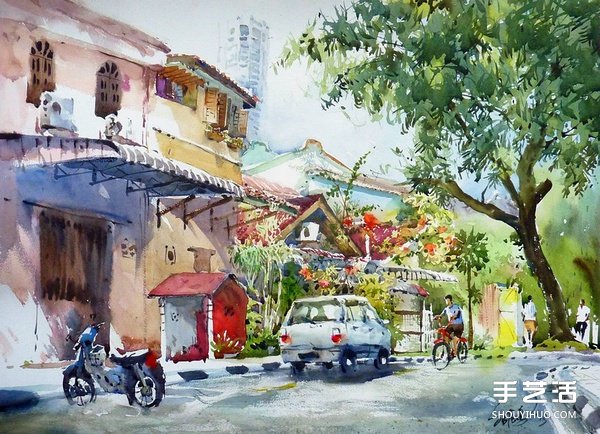 馬來西亞畫家郭紹鵬的風(fēng)景水彩畫作品圖片 -  rpnrmr.com