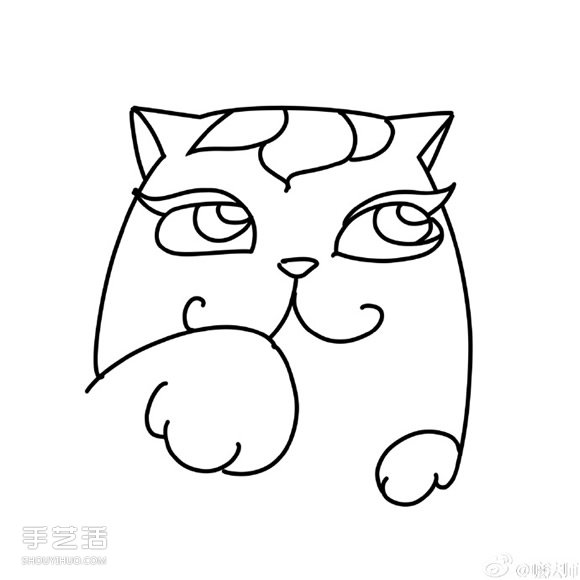愛幻想的彩色貓咪簡(jiǎn)筆畫的畫法圖片教程 -  rpnrmr.com