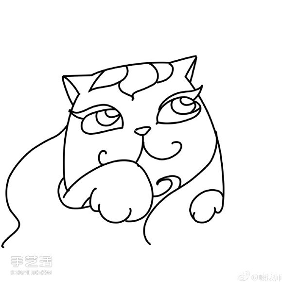 愛幻想的彩色貓咪簡(jiǎn)筆畫的畫法圖片教程 -  rpnrmr.com