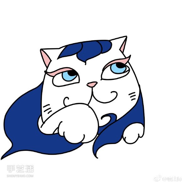 愛幻想的彩色貓咪簡(jiǎn)筆畫的畫法圖片教程 -  rpnrmr.com