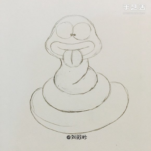搞笑卡通胖蛇簡(jiǎn)筆畫(huà)的畫(huà)法圖片教程 -  rpnrmr.com