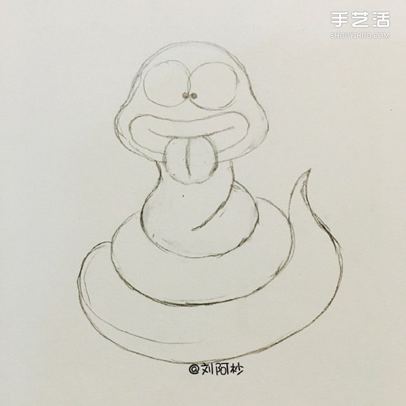 搞笑卡通胖蛇簡(jiǎn)筆畫(huà)的畫(huà)法圖片教程 -  rpnrmr.com