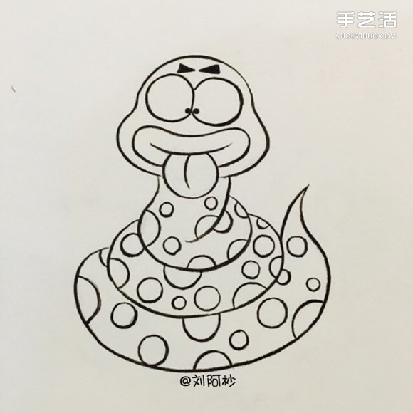 搞笑卡通胖蛇簡(jiǎn)筆畫(huà)的畫(huà)法圖片教程 -  rpnrmr.com