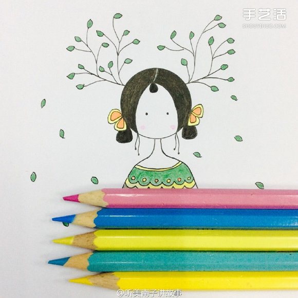美麗女孩彩鉛畫(huà)的畫(huà)法 彩色鉛筆畫(huà)女孩教程 -  rpnrmr.com