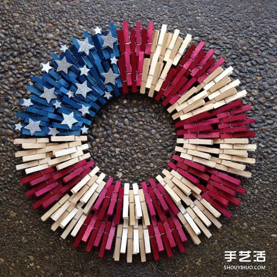 木夾子圓環(huán)掛飾DIY 手工制作木夾子環(huán)形裝飾品 -  rpnrmr.com