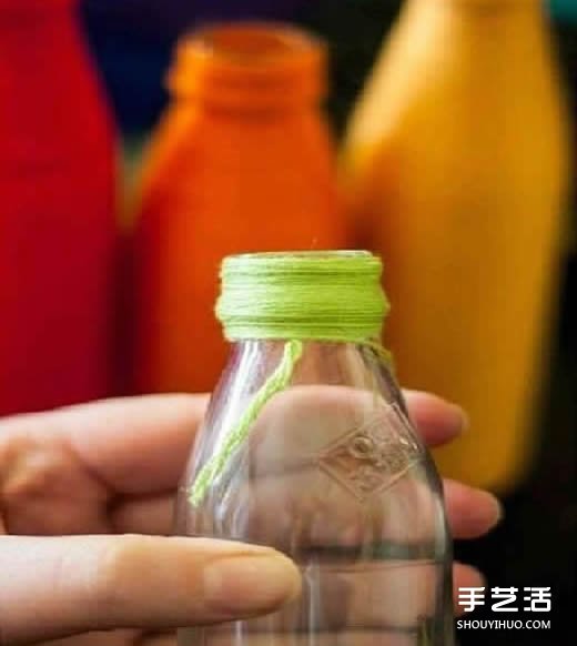 廢棄玻璃瓶繞線DIY制作漂亮花瓶的方法步驟 -  rpnrmr.com