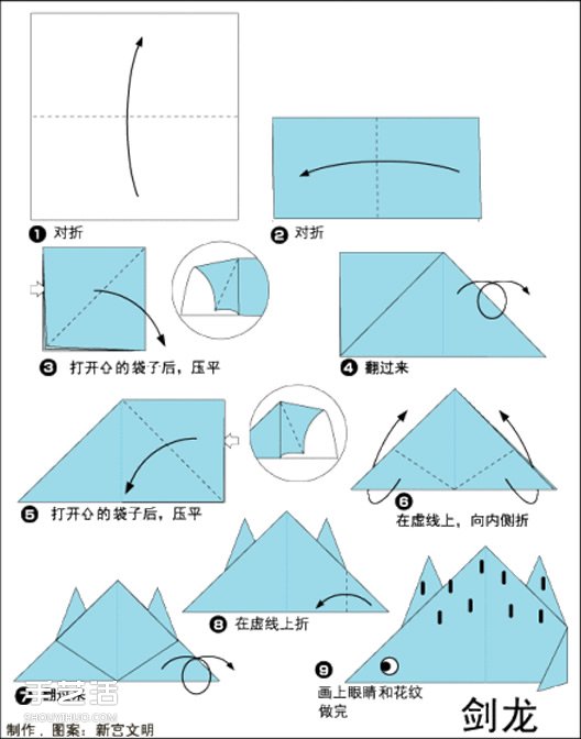 簡單恐龍的折法大全 兒童折紙恐龍折紙圖解 -  rpnrmr.com
