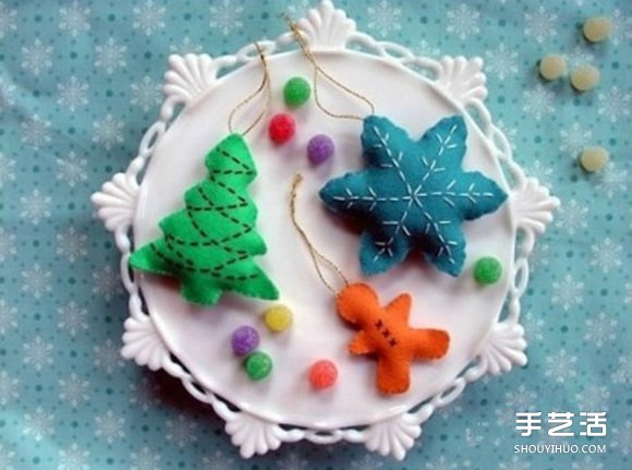 圣誕主題不織布雪花、圣誕樹和姜餅人掛件制作 -  rpnrmr.com