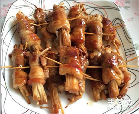 五花肉卷金針菇的做法 家常五花肉卷金針菇煎法 -  rpnrmr.com