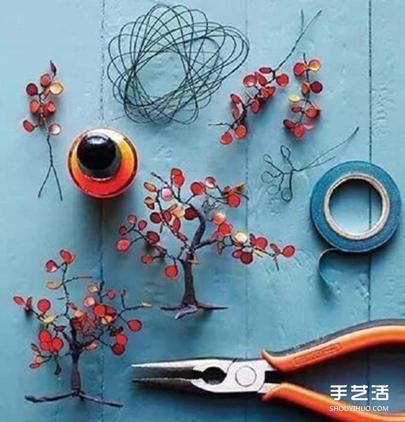 裝飾樹模型DIY制作 所用材料是鐵絲和指甲油 -  rpnrmr.com