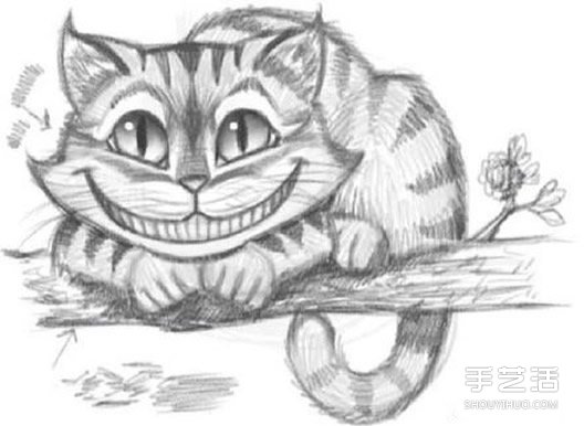 《愛麗絲夢(mèng)游仙境》柴郡貓鉛筆素描教程圖片 -  rpnrmr.com