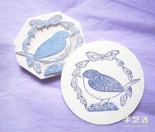 可愛清新的貓咪、鳥兒和花草橡皮章圖案素材 -  rpnrmr.com