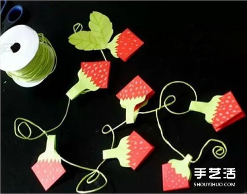 兒童折紙草莓的折法圖解 可以做墻飾或項鏈  -  rpnrmr.com