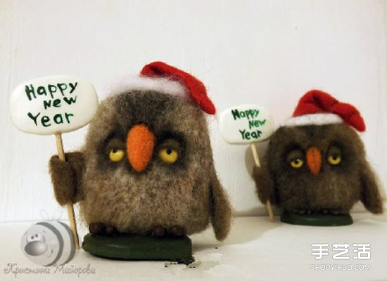 新年圣誕主題羊毛氈貓頭鷹玩偶DIY手工制作 -  rpnrmr.com