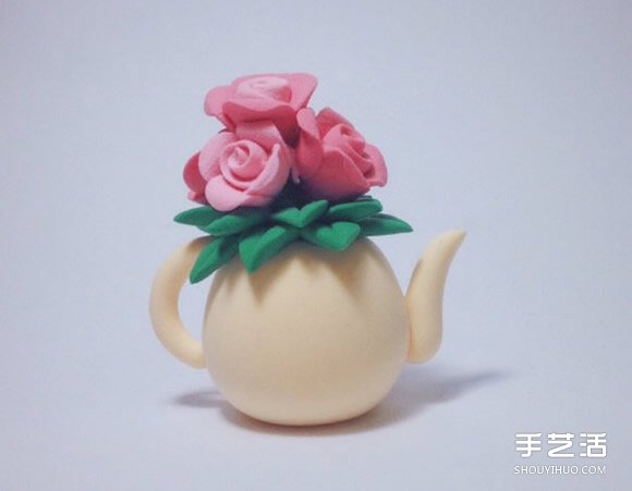超輕粘土制作水壺花瓶插玫瑰花裝飾擺件 -  rpnrmr.com