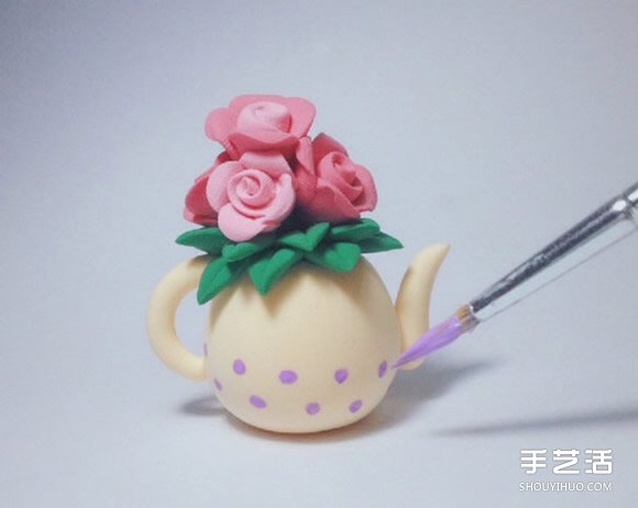 超輕粘土制作水壺花瓶插玫瑰花裝飾擺件 -  rpnrmr.com