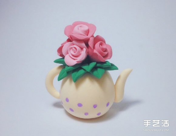 超輕粘土制作水壺花瓶插玫瑰花裝飾擺件 -  rpnrmr.com