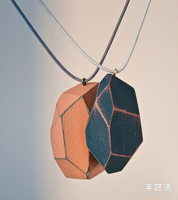 木塊切割出多面體 DIY制作時尚項鏈墜子 -  rpnrmr.com