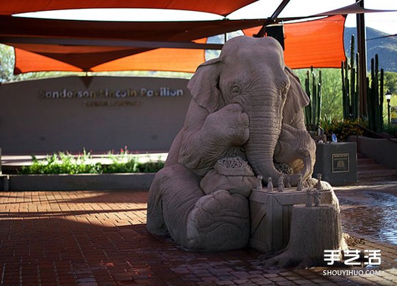 栩栩如生而充滿童話氛圍的象鼠下棋造型沙雕 -  rpnrmr.com