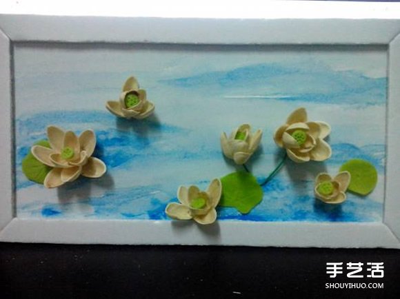 開心果殼創(chuàng)意粘貼畫 開心果殼粘貼荷花裝飾畫 -  rpnrmr.com