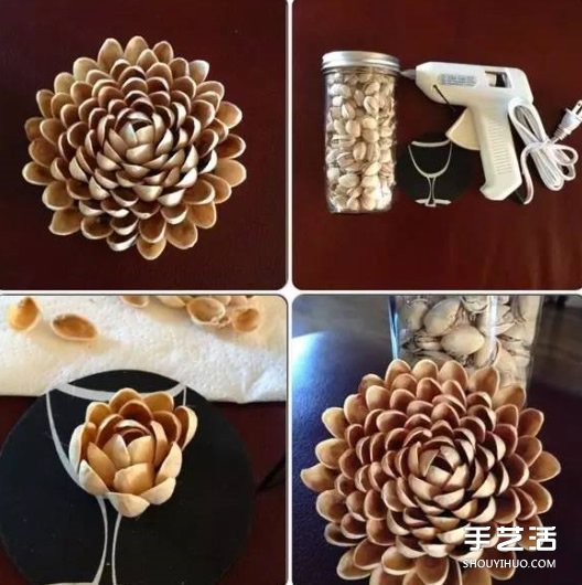 開心果殼創(chuàng)意粘貼畫 開心果殼粘貼荷花裝飾畫 -  rpnrmr.com
