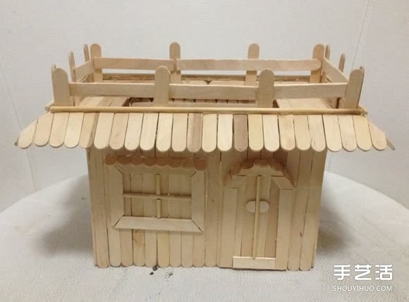 雪糕棒DIY兩層樓房屋模型 雪糕棍房子制作教程 -  rpnrmr.com