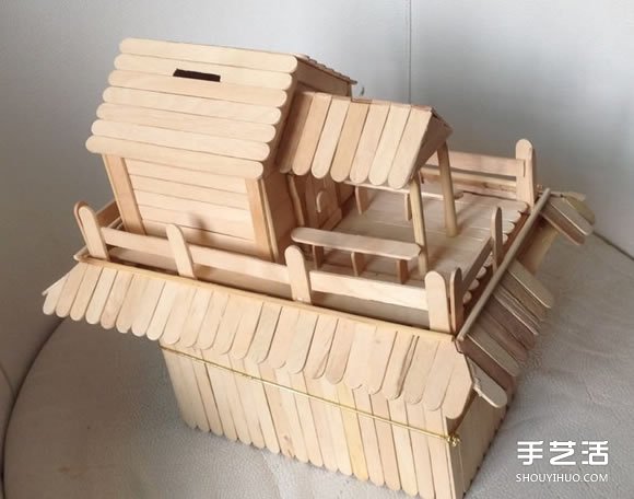 雪糕棒DIY兩層樓房屋模型 雪糕棍房子制作教程 -  rpnrmr.com