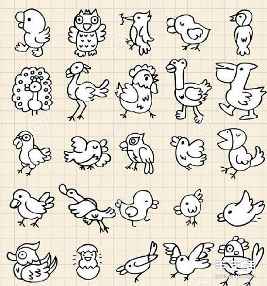 可愛動(dòng)物簡(jiǎn)筆畫手賬素材圖片 黑白彩色全有！ -  rpnrmr.com