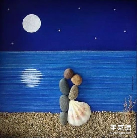 情侶石頭拼畫圖片 創(chuàng)意石頭拼貼畫情侶小人 -  rpnrmr.com