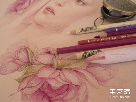 細(xì)膩逼真的女生人物肖像彩鉛畫(huà)作品圖片 -  rpnrmr.com