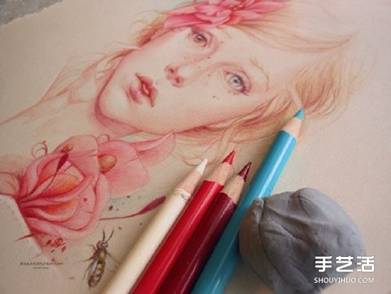 細(xì)膩逼真的女生人物肖像彩鉛畫(huà)作品圖片 -  rpnrmr.com