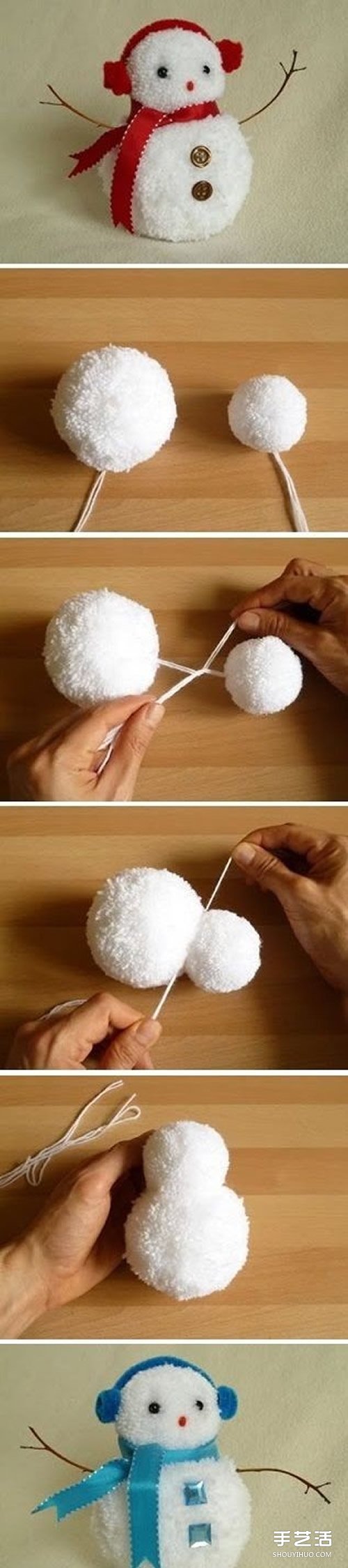 可愛毛線雪人手工制作 毛線球雪人玩偶DIY教程 -  rpnrmr.com