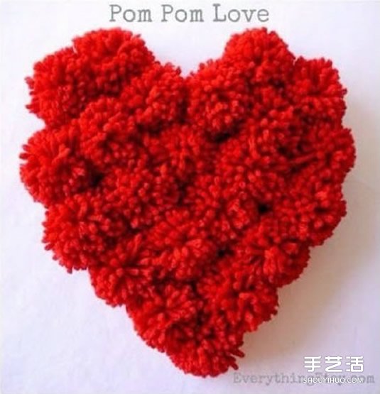 紅彤彤毛線球愛心的做法 手縫到抱枕做裝飾 -  rpnrmr.com