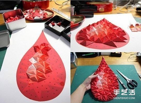 剪紙制作水滴圖案立體裝飾畫的方法步驟圖解 -  rpnrmr.com