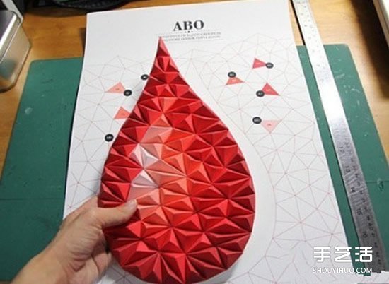 剪紙制作水滴圖案立體裝飾畫的方法步驟圖解 -  rpnrmr.com