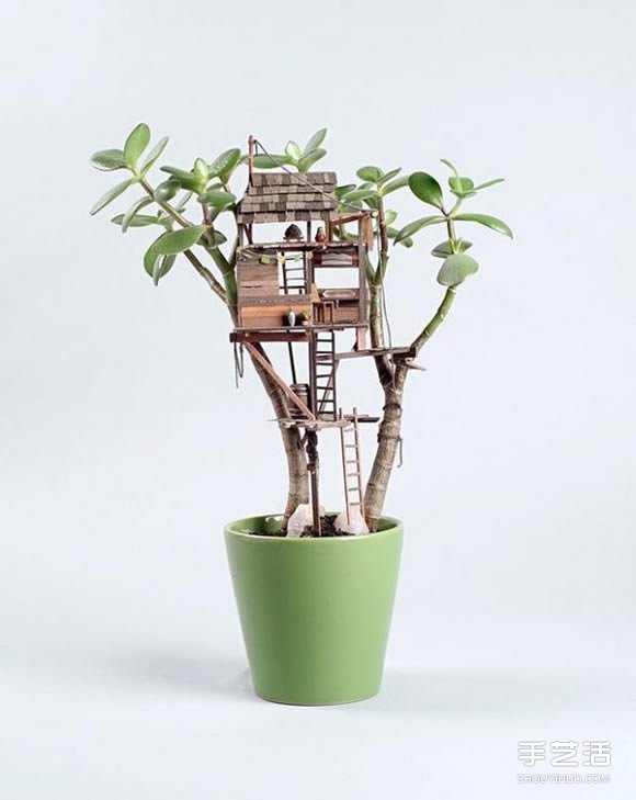 迷你樹屋模型圖片 在盆栽上搭造出小小世界 -  rpnrmr.com