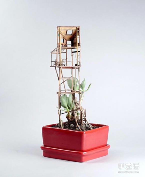 迷你樹屋模型圖片 在盆栽上搭造出小小世界 -  rpnrmr.com