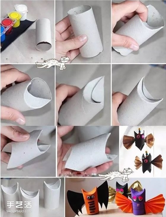 卷紙筒蝙蝠模型制作教程 兒童蝙蝠模型的做法 -  rpnrmr.com